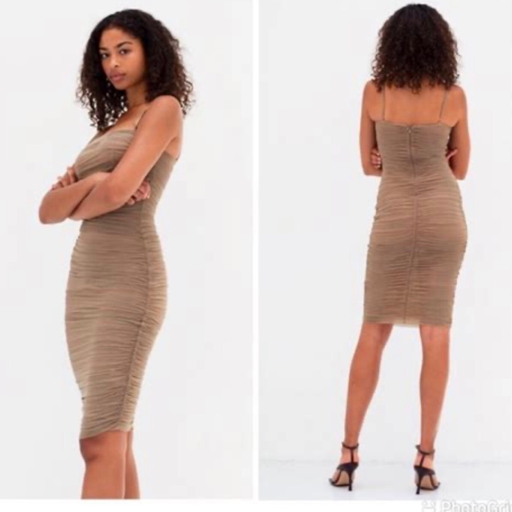 Aritzia beige Luxor body dress size 6